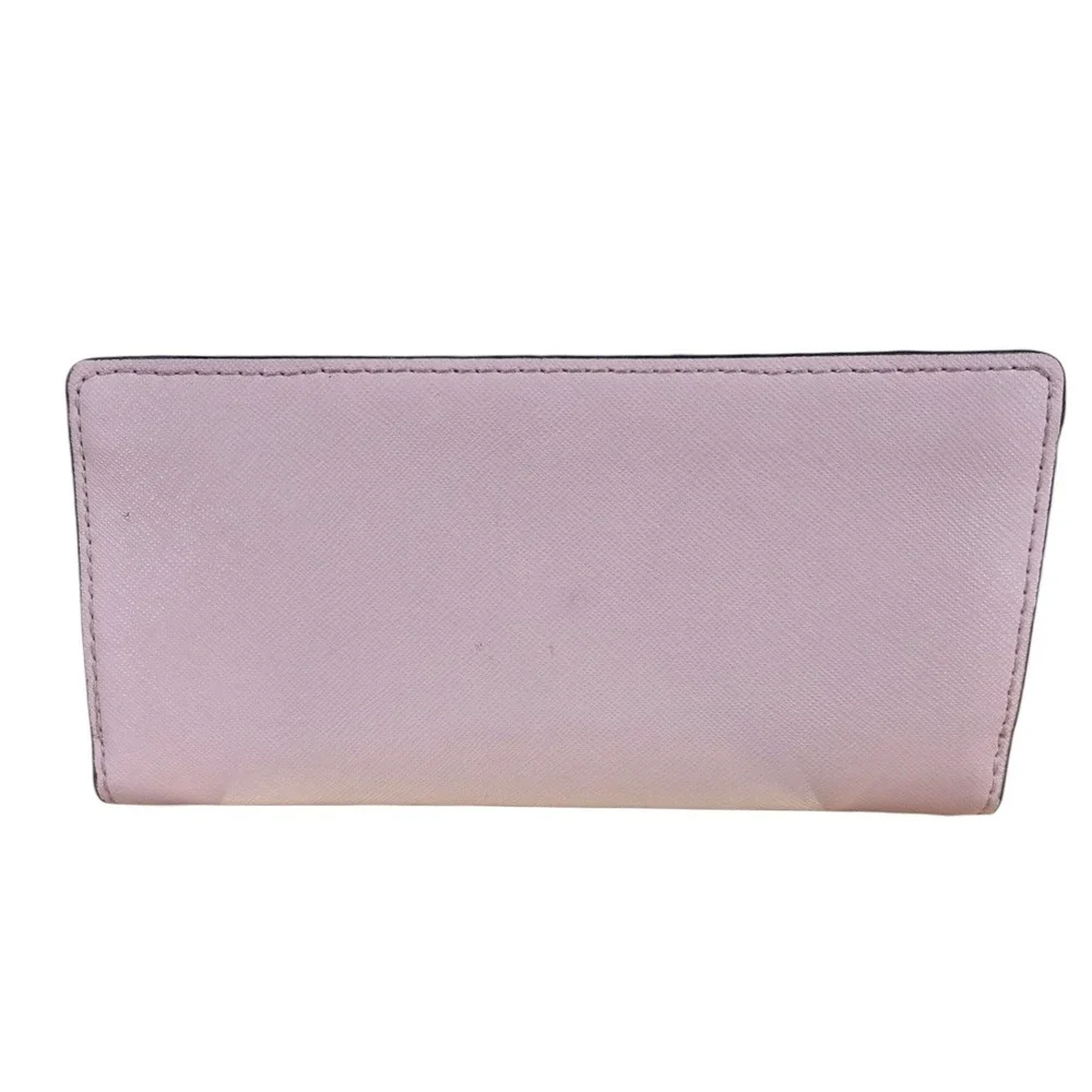 Michael Kors Pink Saffiano Leather Jet Set Bifold Slim Wallet Gold Logo